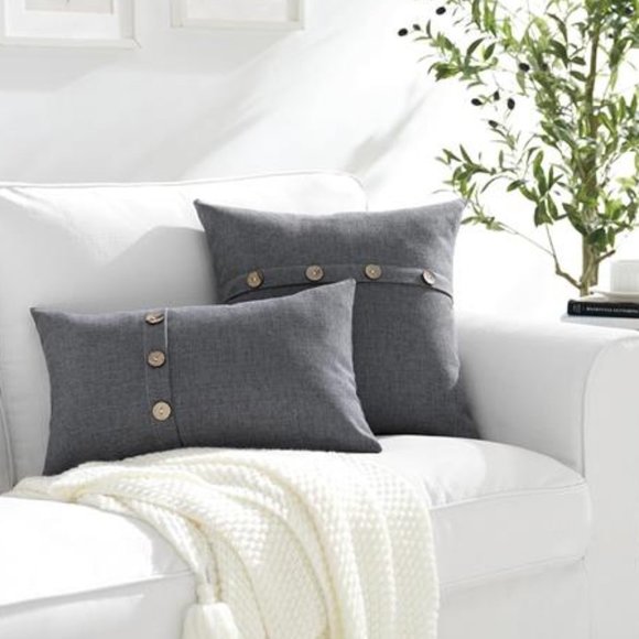 Decorative Throw Pillow Covers Cases Accent Cottage Farmhouse Decor Grey Gray - Picture 5 of 9